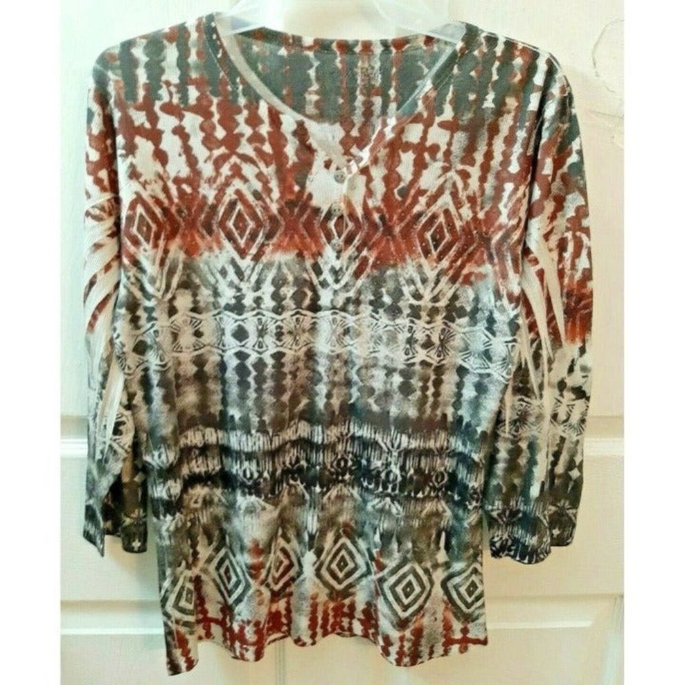 JANE ASHLEY Women's Round Neck, 3/4 Sleeve Multico